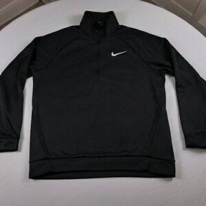 Nike Men's Quarter 1/4 Zip Pullover Long Sleeve Shirt Large Black Dri-Fit Swoosh